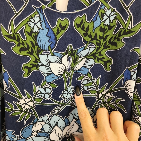 Massimo Dutti Blue Floral Sleeveless Midi Dress Summer Dressy Luxury Size 6 - Picture 9 of 12